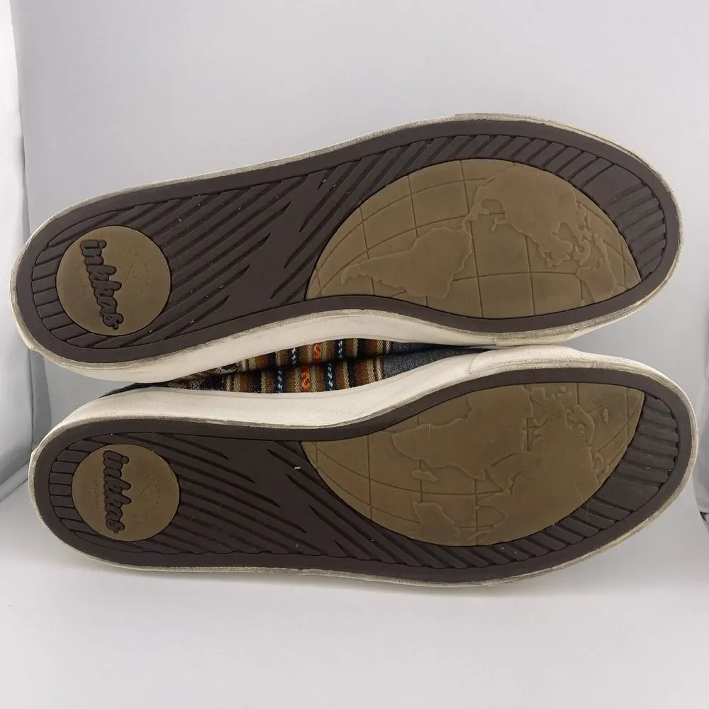 Inkkas  Canvas/Suede Sneakers Boho Native Aztec Gray Brown Mens 11 Womens 13‎